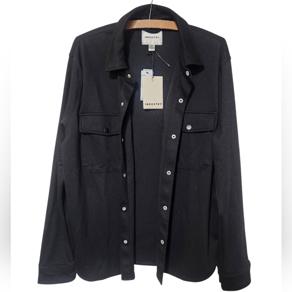 NEW Industry Republic Clothing Black Snap Front Overshirt Small
